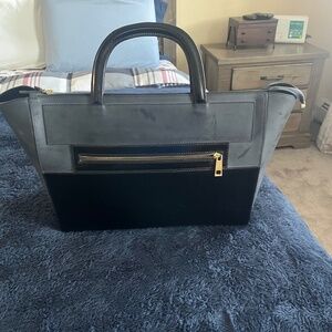 Black & Grey suede letter work tote